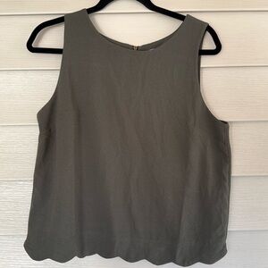 Francesca’s Scalloped Olive Crop Tank